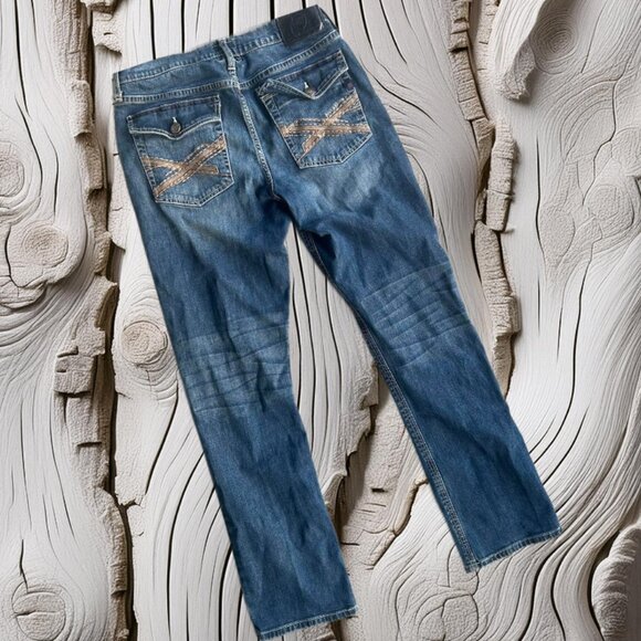 Rock & Republic Blue Wash Distressed Neil Straight Jeans 36/29 - Picture 2 of 7